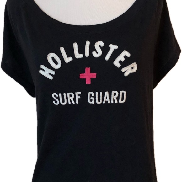 Hollister Navy Blue Surf Guard Crop Top Size Large - Picture 2 of 6